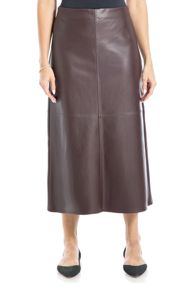 Faux Leather A-Line Skirt, Alternate, color, WINE