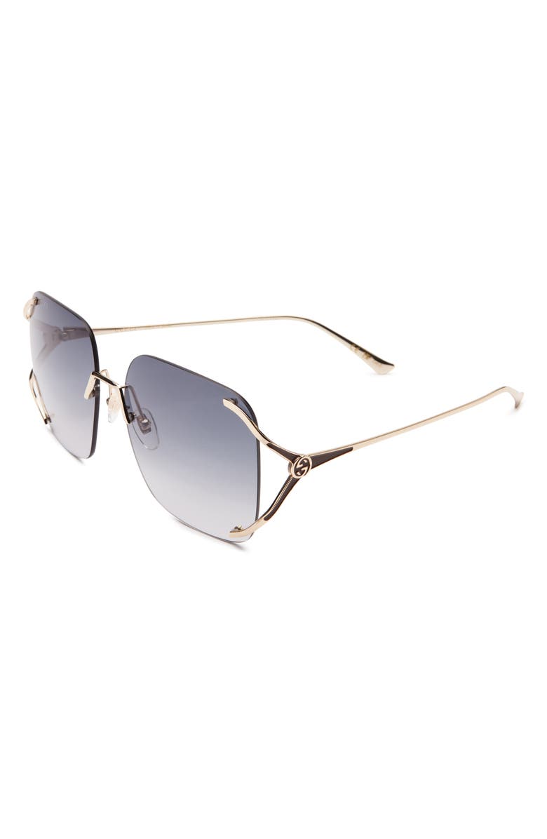 Gucci 60mm Square Sunglasses, Alternate, color, Gold Gold Grey