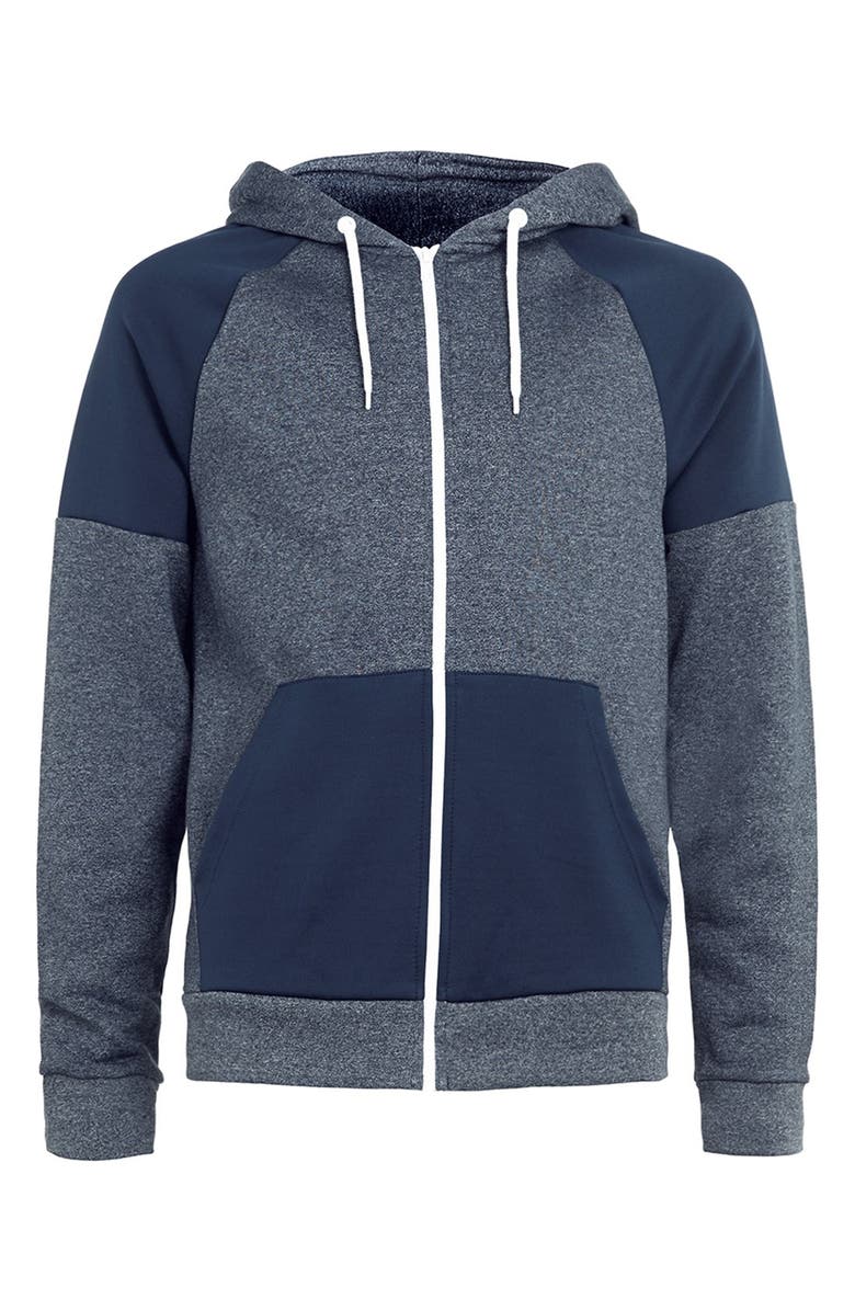 Topman Colorblock Zip Hoodie, Alternate, color, 