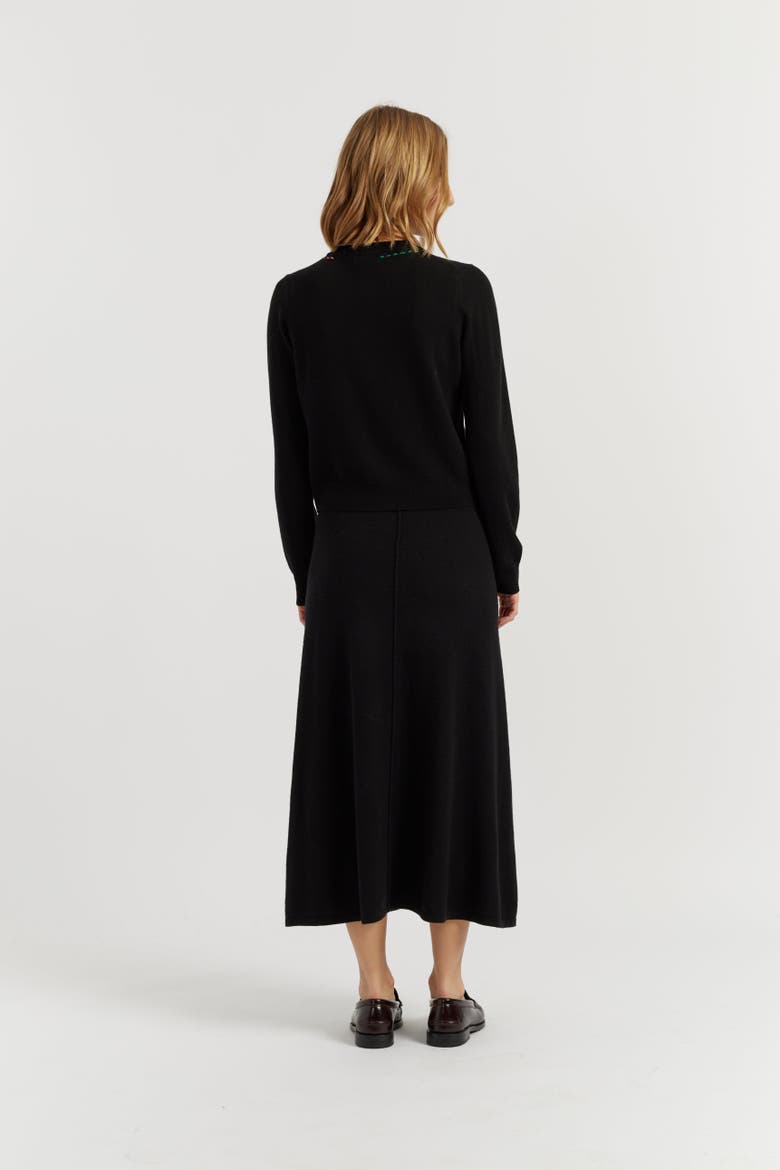 Wool-Cashmere Snoopy Peep Cardigan, Alternate, color, Black