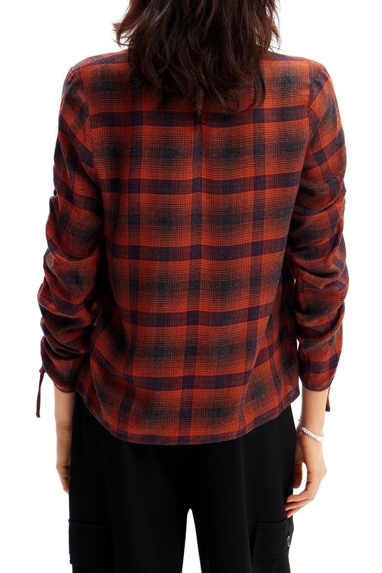 Adjustable Sleeve Plaid Blouse, Alternate, color, RED