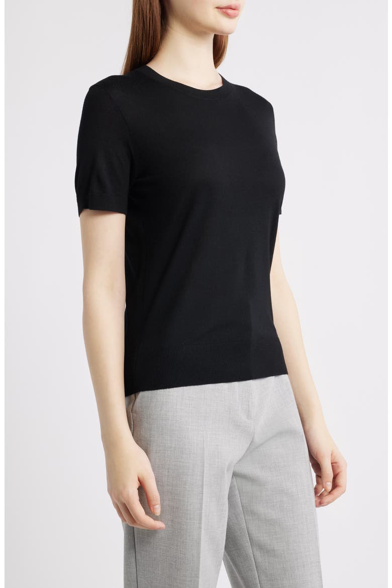 Regal Short Sleeve Wool Sweater, Alternate, color, BLACK