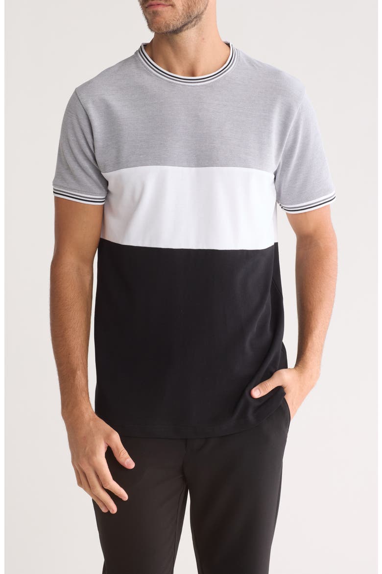 Colorblock Piqué Knit T-Shirt, Main, color, GREY