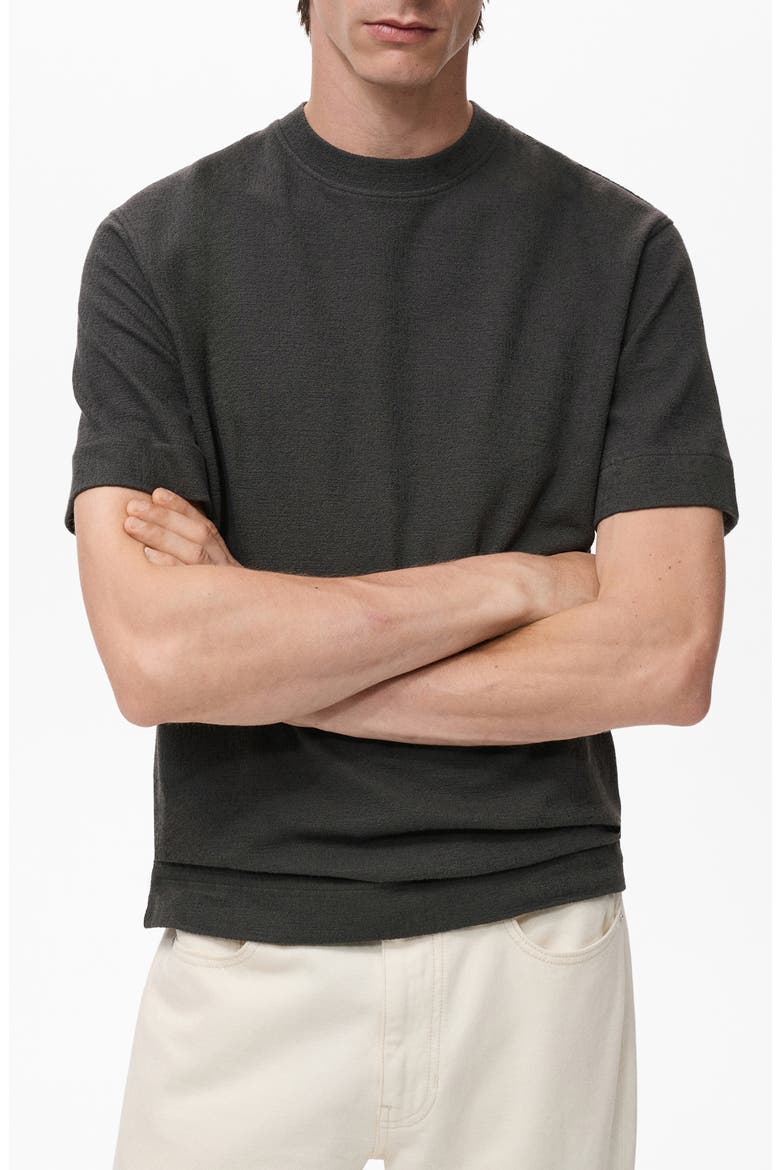 Textured Cotton Blend T-Shirt, Main, color, CHARCOAL