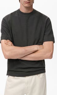 MANGO Textured Cotton Blend T-Shirt