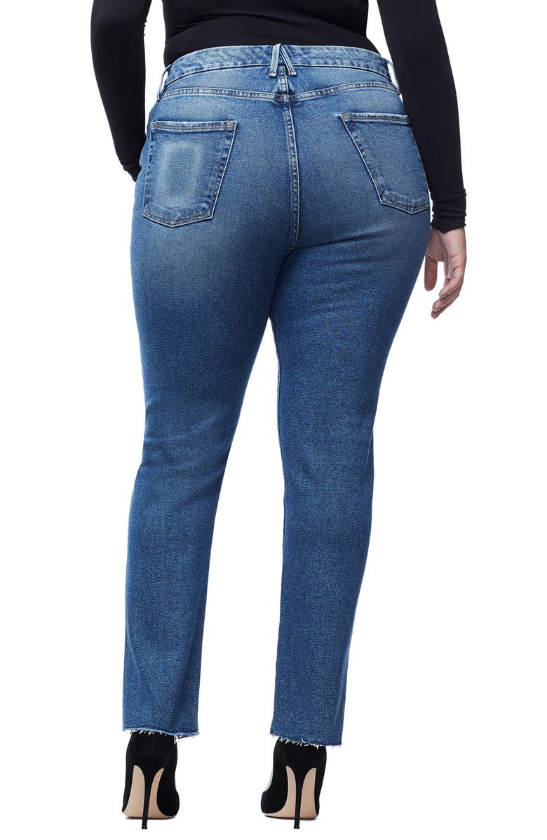 Good American Good Boy Raw Hem Boyfriend Jeans, Alternate, color,