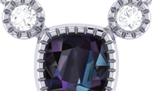 Luvmyjewelry Cushion Cut Sapphire & Diamond 14k Gold Birthstone Necklace In Silver