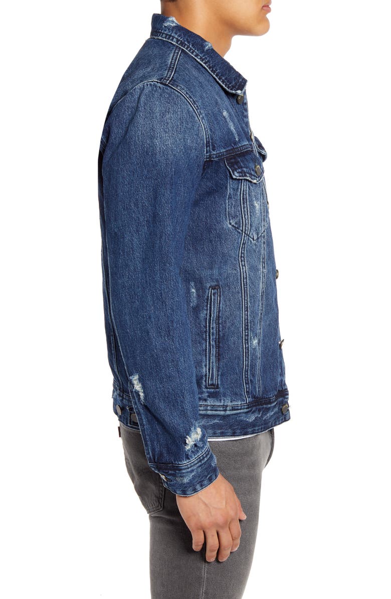 BLANKNYC Distressed Denim Trucker Jacket, Alternate, color,
