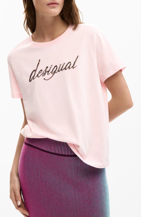 Embellished Cotton Graphic T-Shirt