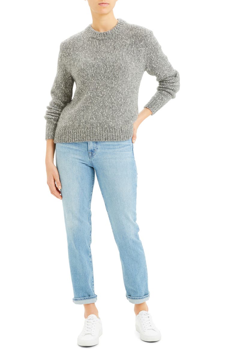 Theory Speckled Tweed Cotton, Wool & Alpaca Sweater, Alternate, color,