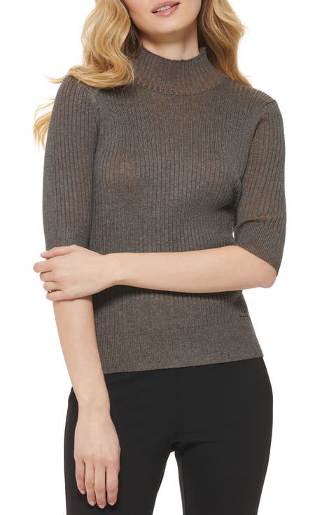 Mock Neck Rib Sweater