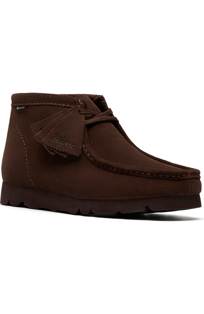 Clarks<sup>®</sup> Originals Wallabee Gore-Tex<sup>®</sup> Waterproof Shoe, Main, color, Dark Brown Suede