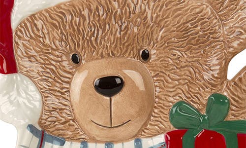 Home Essentials And Beyond Christmas Teddy Bear Platter In Multi