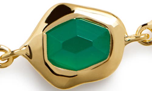 Monica Vinader Gold Odyssey Gemstone Pebbled Chain Bracelet Green Onyx In Gold