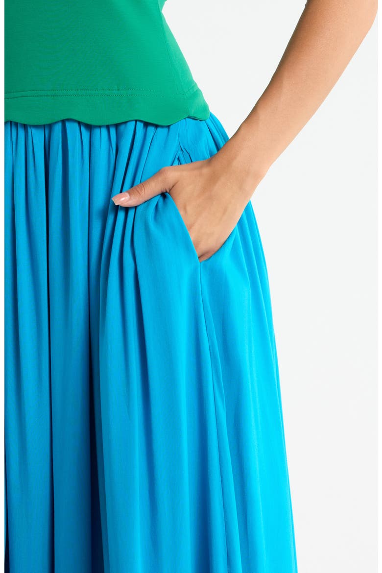 Marby Mixed Media Midi Dress, Alternate, color, NAVY BLUE