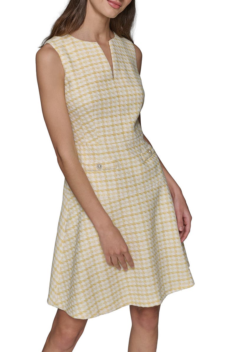 KARL LAGERFELD PARIS Printed Tweed A-Line Dress, Alternate, color,