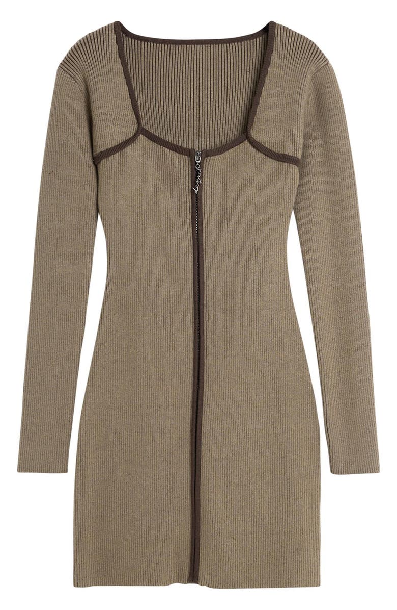 Desigual Rib Front Zip Minidress, Alternate, color, Brown