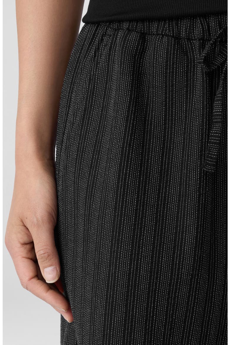 Stripe Organic Cotton Blend Crop Wide Leg Pants, Alternate, color, BLACK