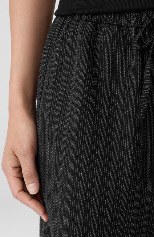 Eileen Fisher Stripe Organic Cotton Blend Crop Wide Leg Pants In Black
