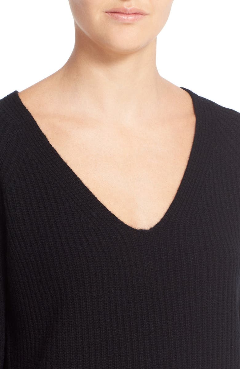 autumn cashmere Shaker Stitch Cashmere V-Neck Sweater, Alternate, color,