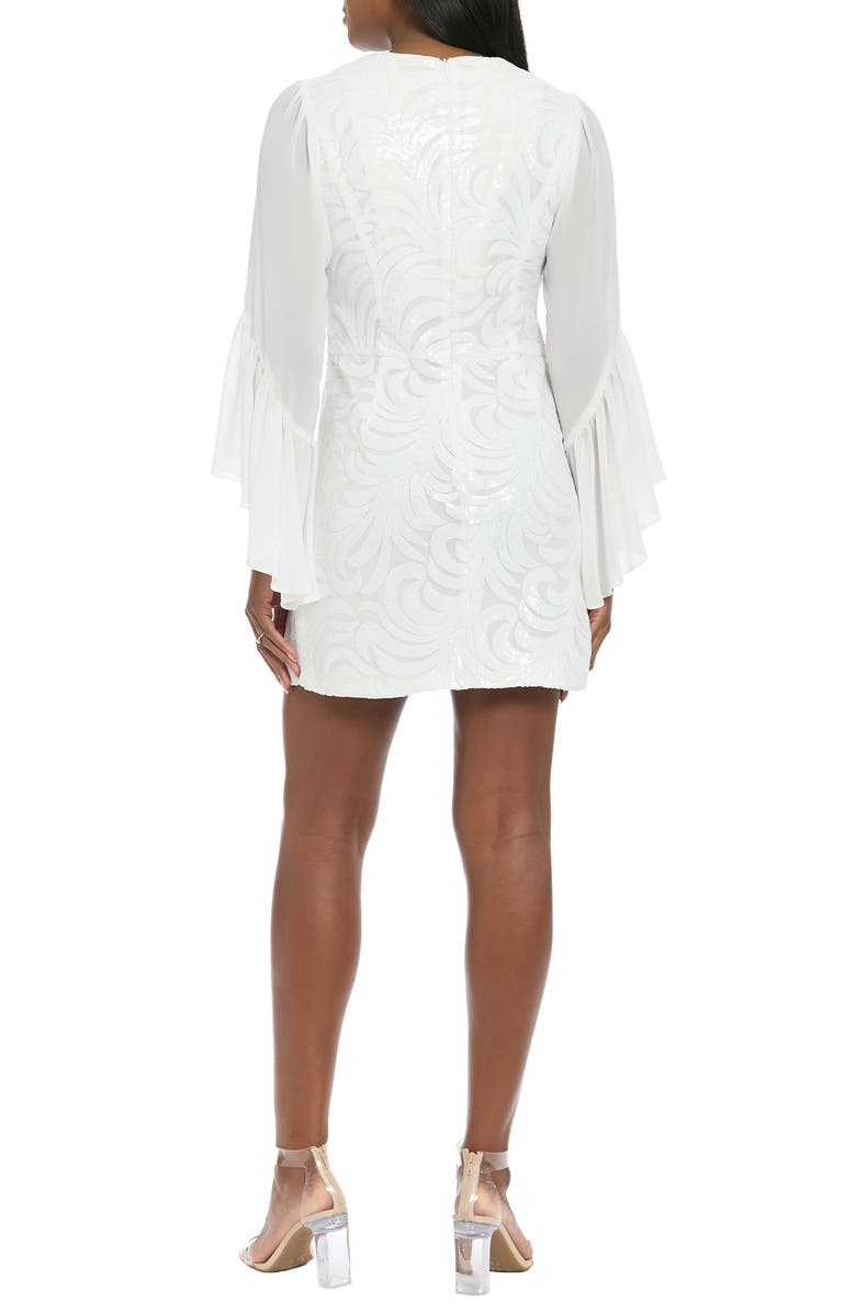 Ivy + Blu Sheer Long Sleeve Sequin Mindress, Alternate, color, White/ Shiny White