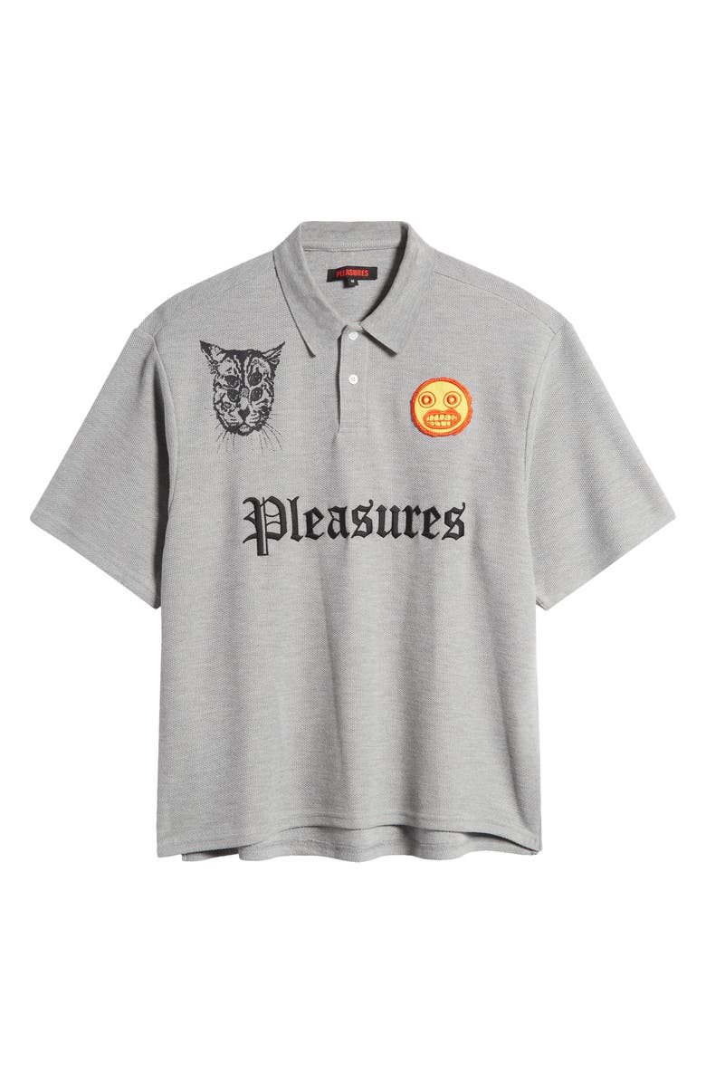 PLEASURES Wyatt Logo Boxy Piqué Polo, Alternate, color, 