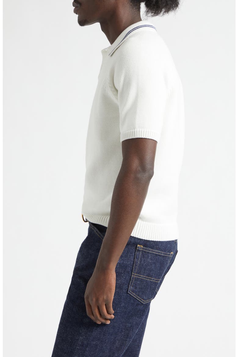 Cotton Polo Sweater, Alternate, color, WHITE/ NAVY