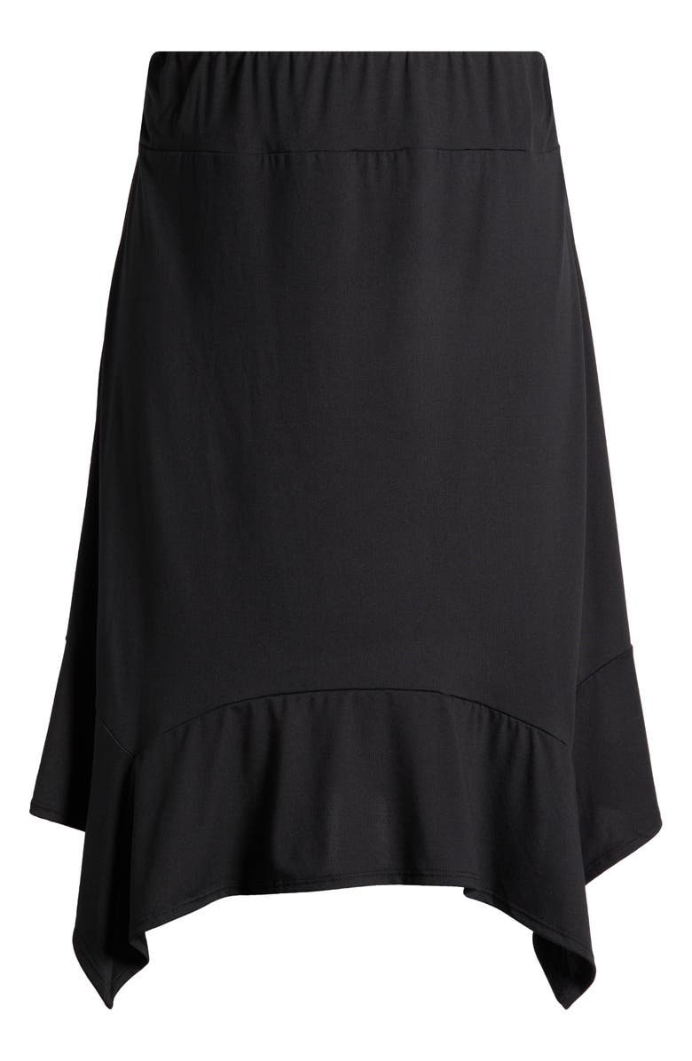 24seven Comfort Apparel Handkerchief Hem Jersey Midi Skirt, Alternate, color, Black