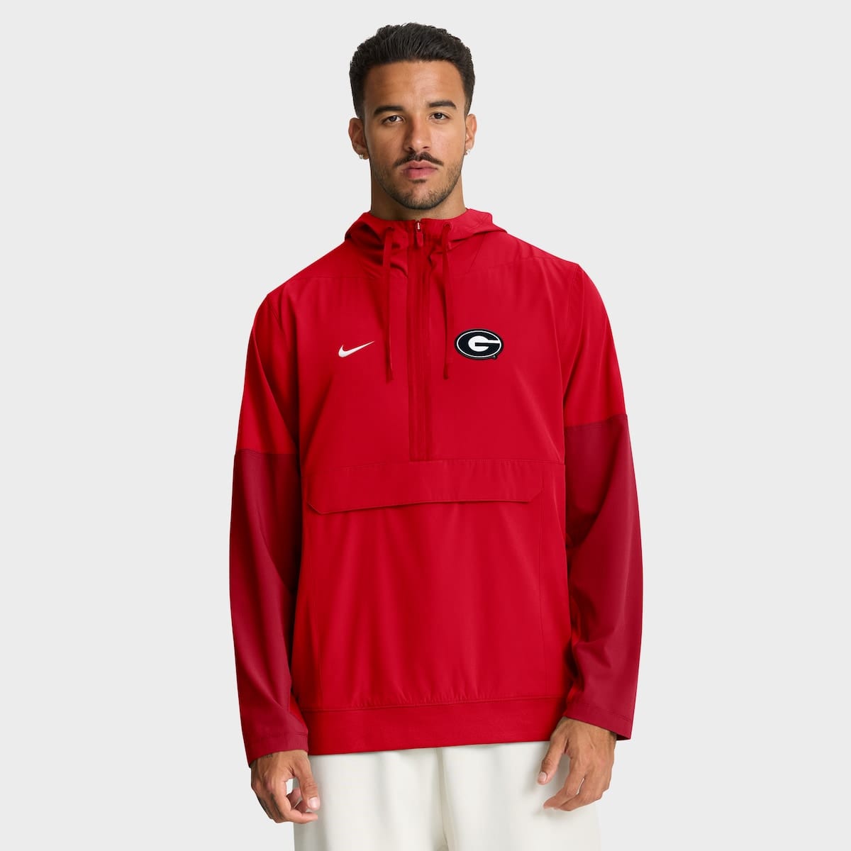 Men's Nike Red Georgia Bulldogs Anorak Half-Zip Hoodie Jacket (Men