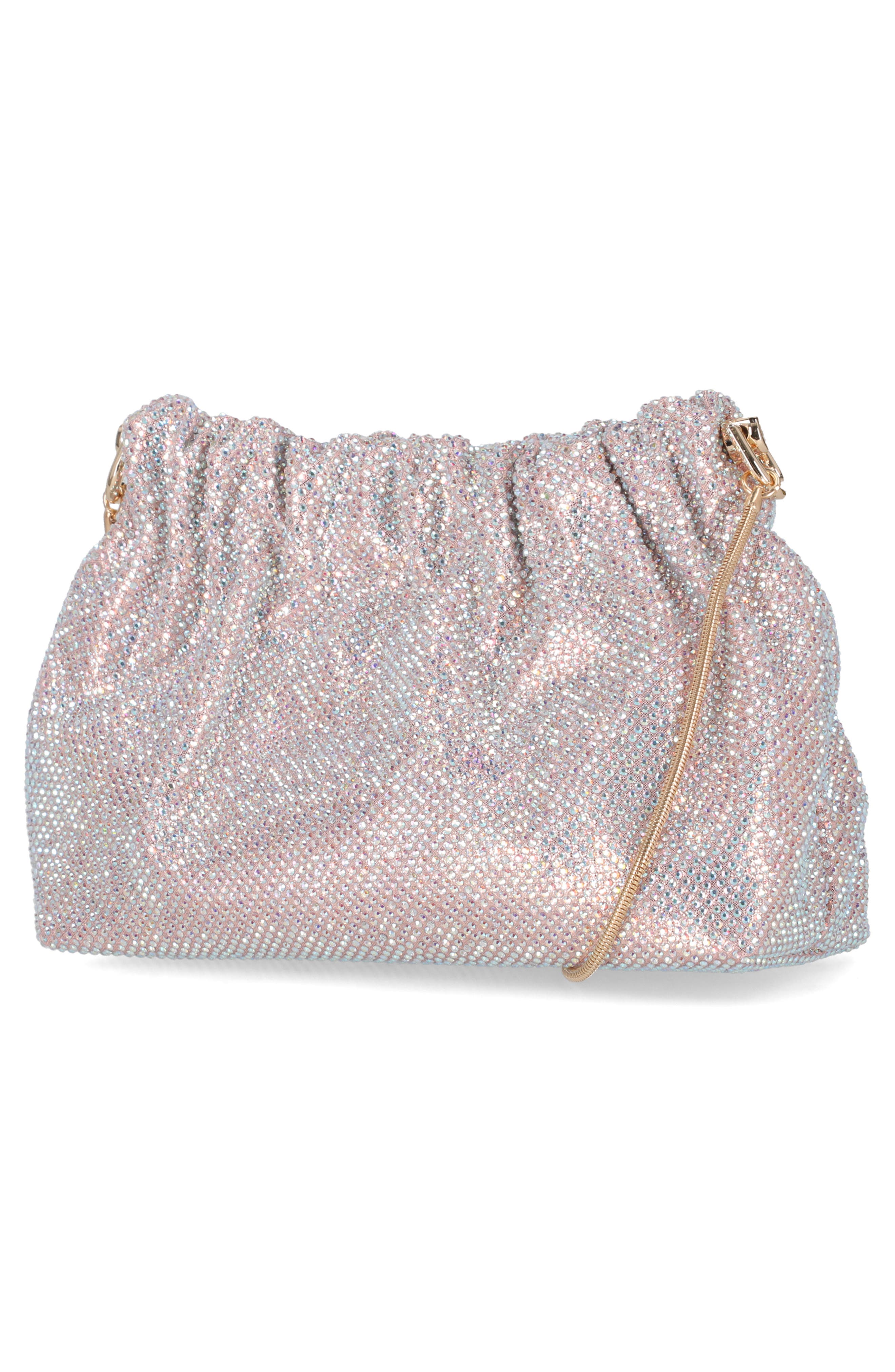 Jessica McClintock Leann Crystal Embellished Clutch, Alternate, color, Blush