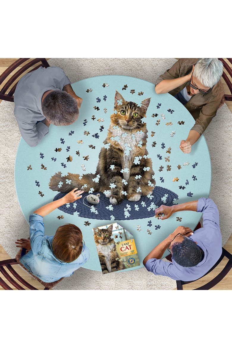 I Am Cat 550 Piece Puzzle Feline Shaped Animal Jigsaw, 30 X 30", Alternate, color, Multicolored