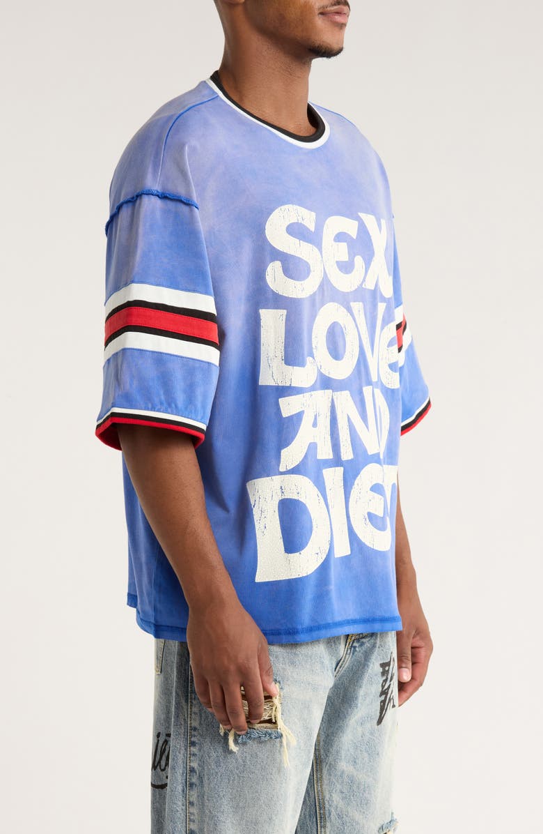 DIET STARTS MONDAY Sex, Love & Diet Athletic Graphic T-Shirt, Alternate, color, Blue/Red