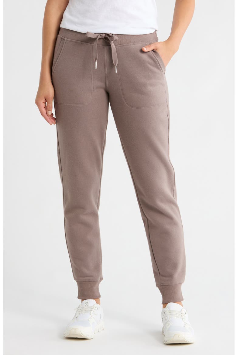 Rib Trim Fleece Joggers, Main, color, FOSSIL