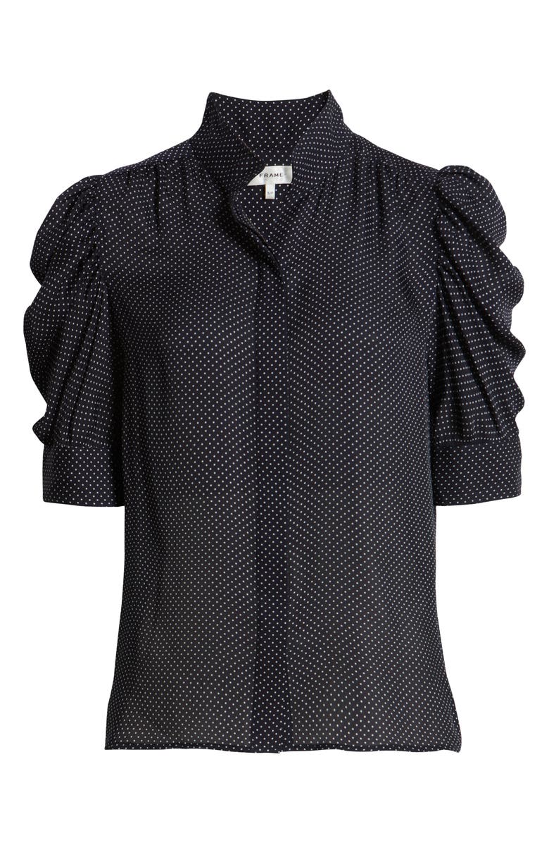 FRAME The Gillian Puff Sleeve Silk Blouse, Alternate, color, Navy Multi