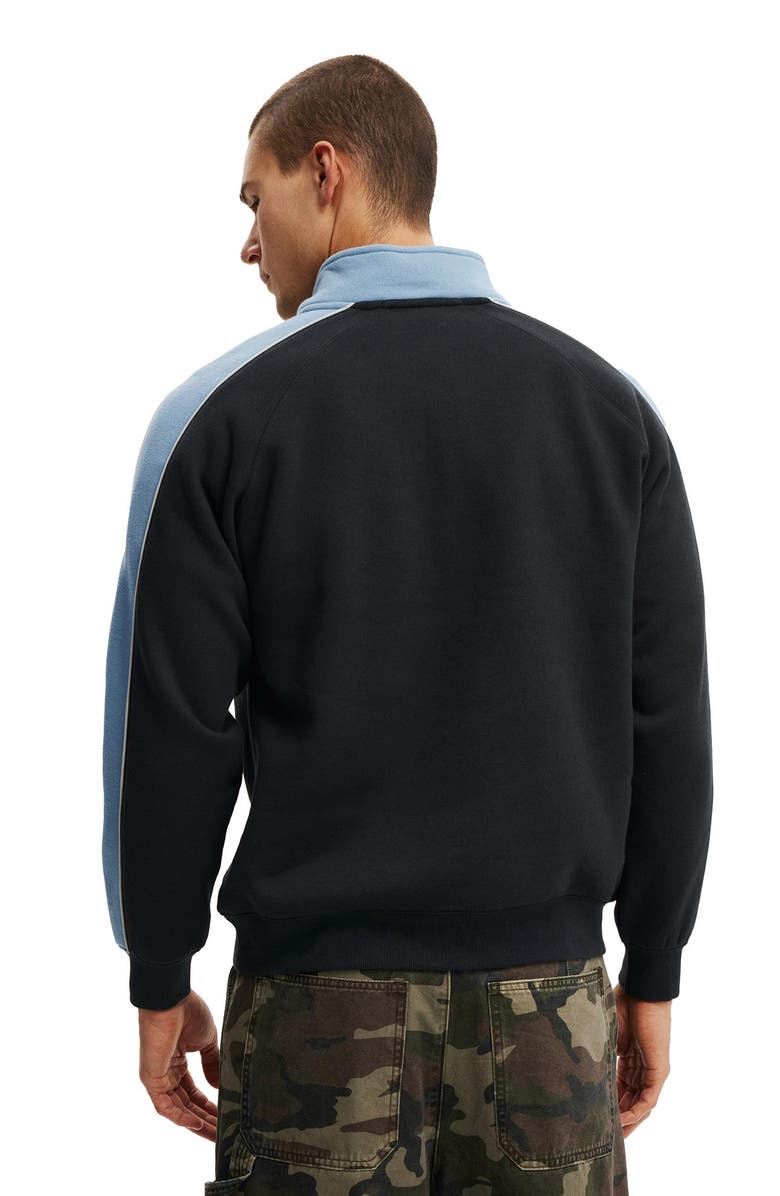 Cotton On Men's Graphic 1/4 Zip Fleece, Alternate, color, Washed Black Studio