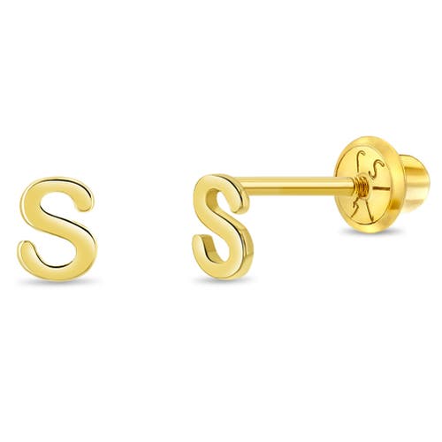 In Season Jewelry 14k Itsy Bitsy Initial Letter Earrings In Letter S