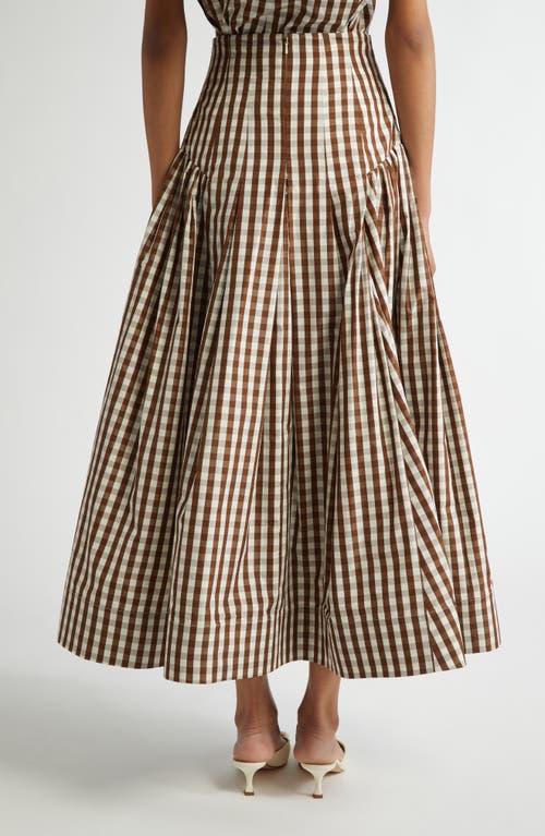 Lela Rose Gingham Check Taffeta Full Skirt In Walnut