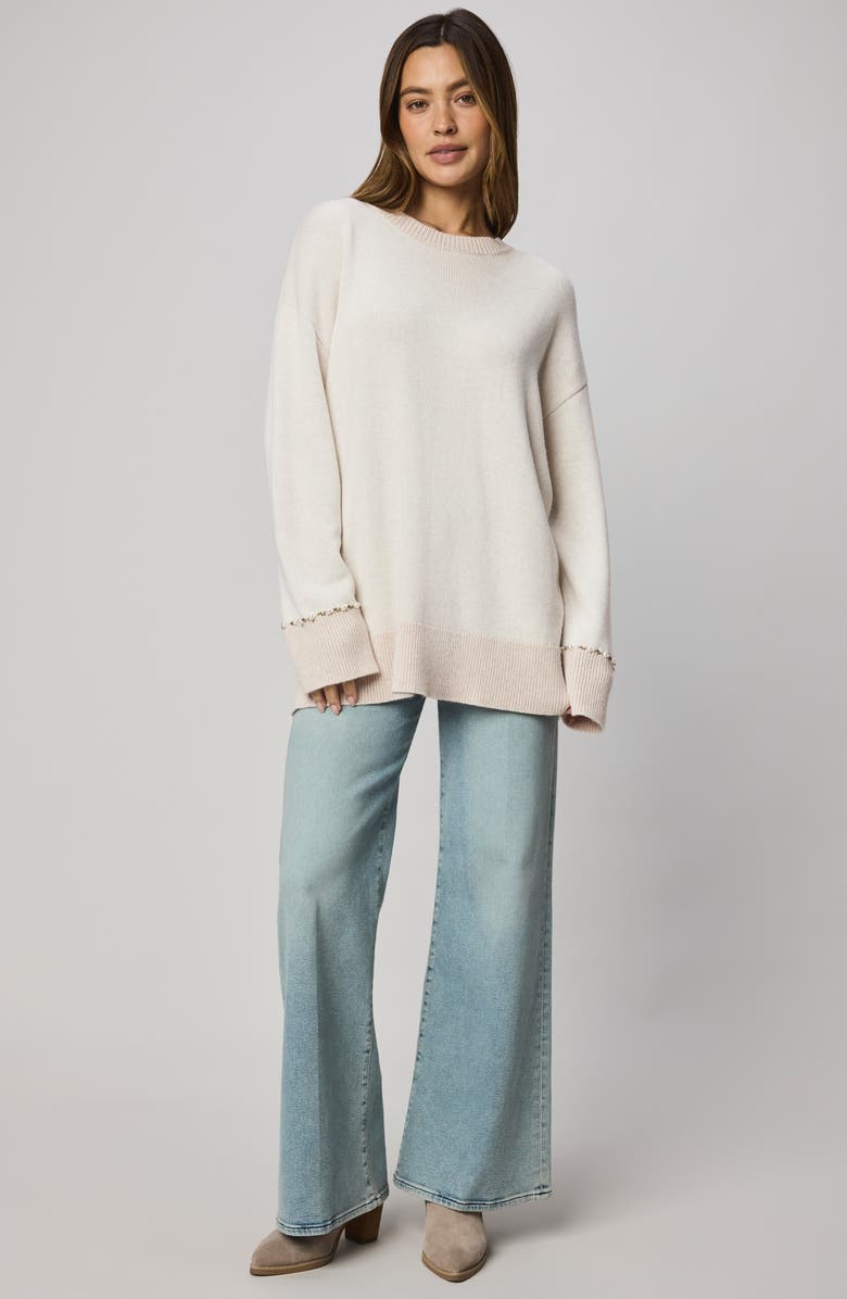 Splendid Montana Crewneck Tunic Sweater, Alternate, color, Pale Oak Heather White