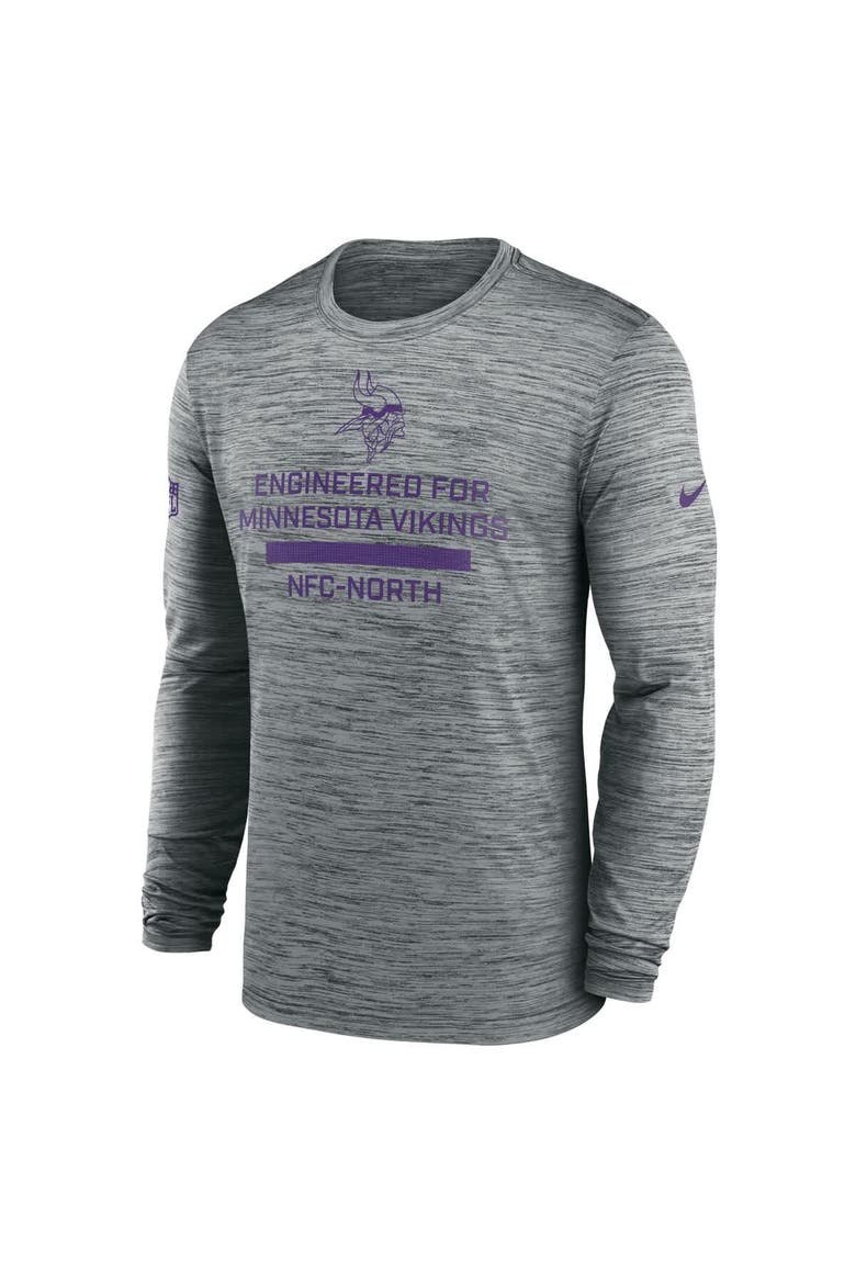 Men's Nike Gray Minnesota Vikings Sideline Velocity Performance Long Sleeve T-Shirt, Alternate, color, Gray