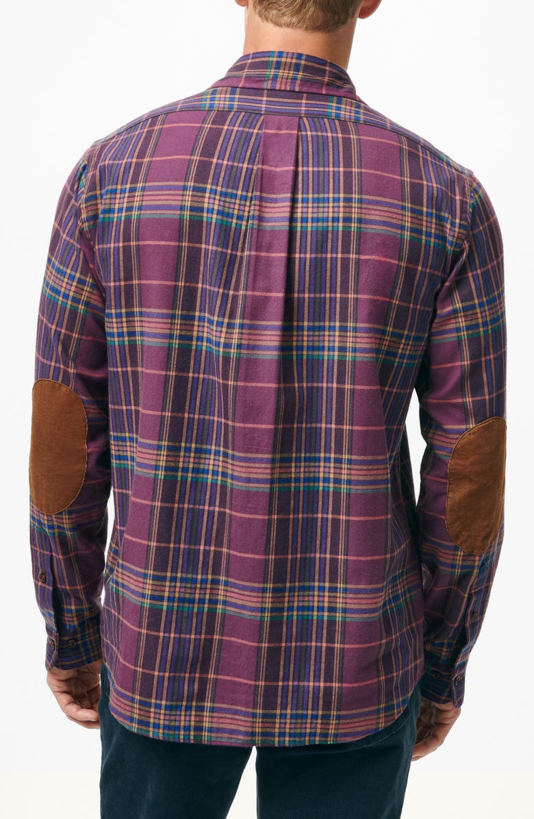 Brooks Brothers Plaid Cotton & Cashmere Flannel Button-Up Shirt, Alternate, color, Dark Purple