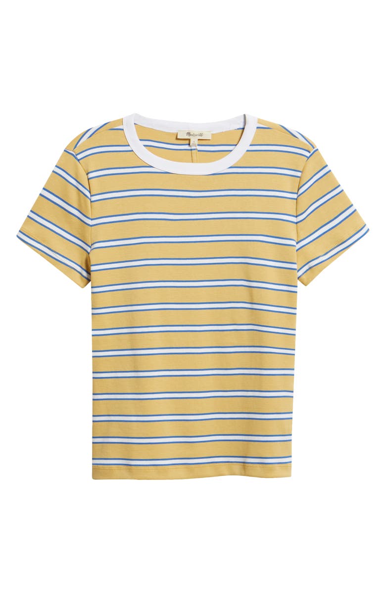 Madewell The '90s Crewneck Cotton T-Shirt, Main, color, Retro Yellow Stripe