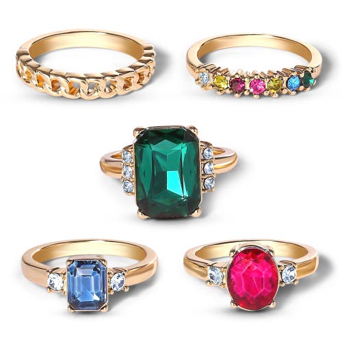 Jessica Simpson Multi-gemstone Statement Ring Set In Multi