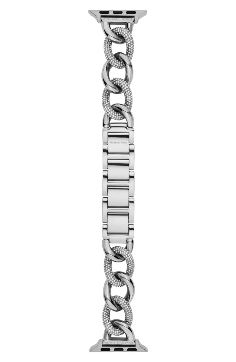 Michael Kors Pavé Chain Stainless Steel 20mm Apple Watch<sup>®</sup> Bracelet Watchband, Main, color,