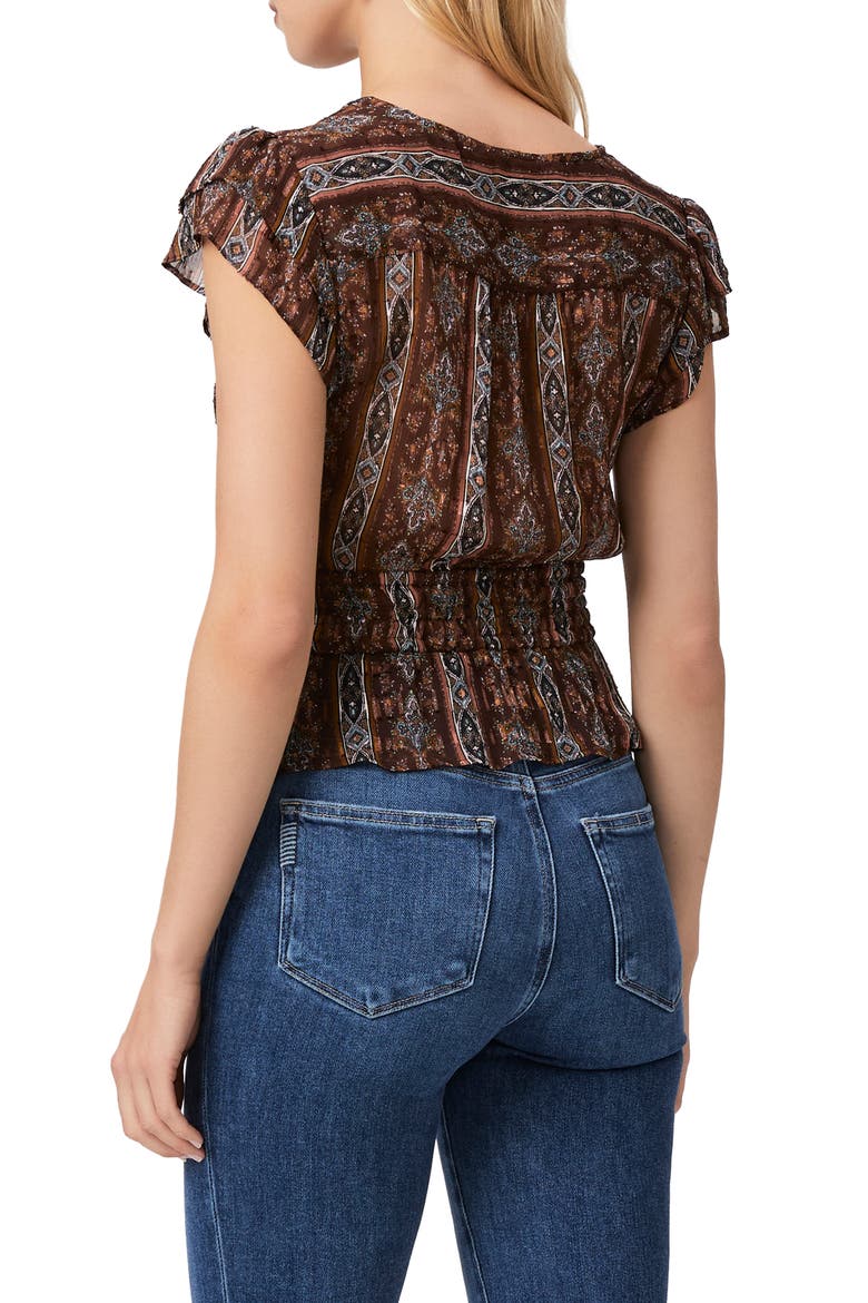 Pancetta Smocked Waist Silk Blend Top, Alternate, color, LANDSLIDE MULTI