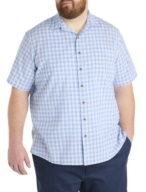 Big & Tall  Seersucker Small Plaid Sport Shirt