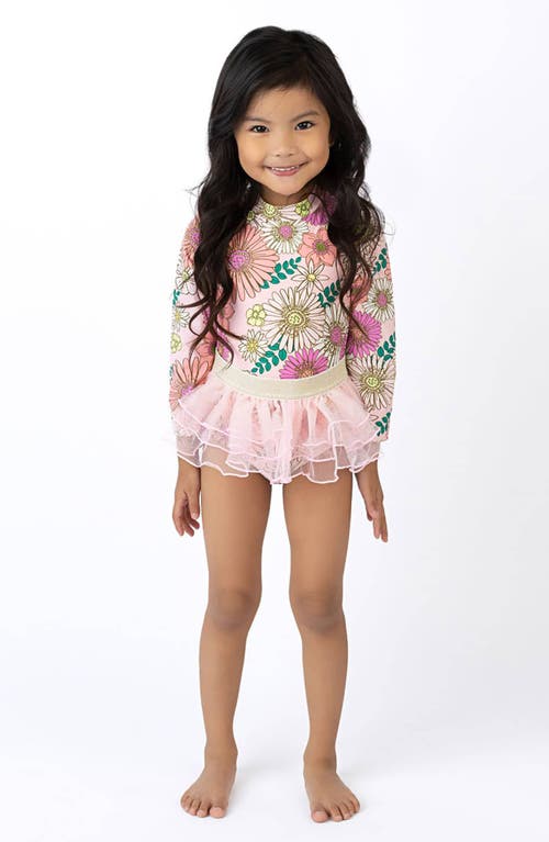 SHADE CRITTERS SHADE CRITTERS KIDS' UPF 50+ ONE-PIECE RASHGUARD SWIMSUIT & TUTU SKIRT SET 