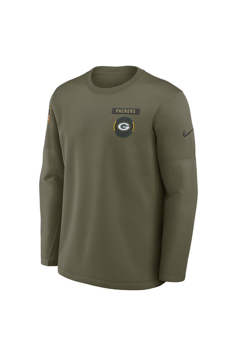 Men's Nike Olive Green Bay Packers 2025 Salute to Service Sideline Coaches Therma-FIT Long Sleeve Shirt, Alternate, color, Olive