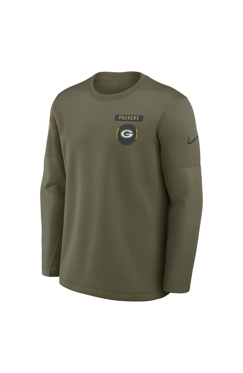 Nike Men's Nike Olive Green Bay Packers 2025 Salute to Service Sideline Coaches Therma-FIT Long Sleeve Shirt, Alternate, color, Olive