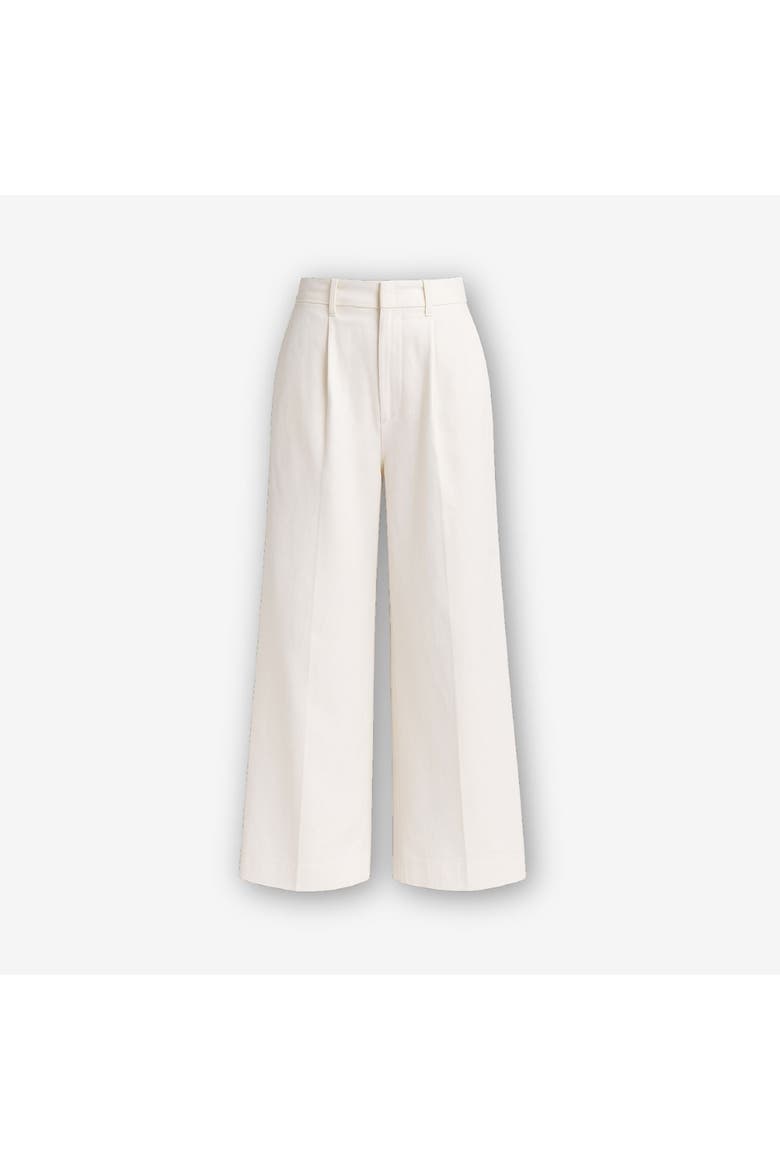 Cyra High-Waist Cotton Linen Blend Cropped Wide-Leg Trousers, Alternate, color, White