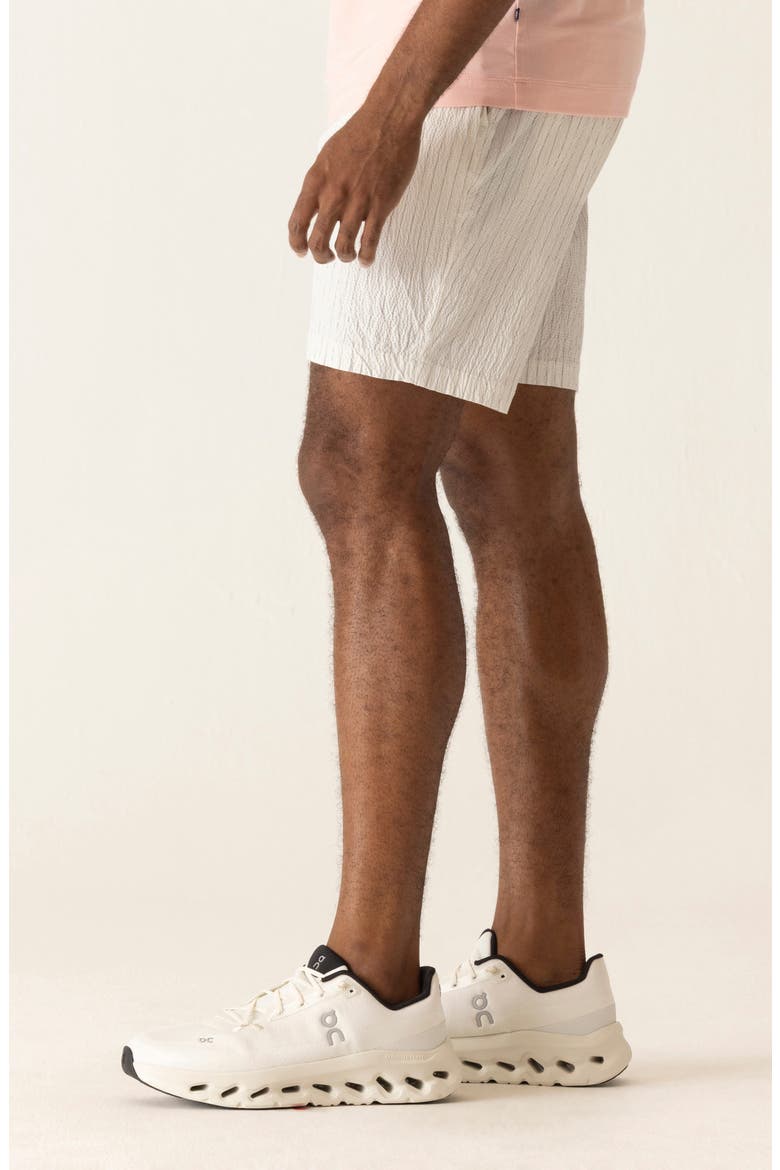 Oasis 8.5-Inch Flat Front Pinstripe Cotton Seersucker Bermuda Shorts, Alternate, color, WHITE/GREY